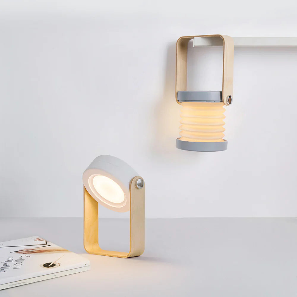 Wireless Dimmable Table Lamp | Wood and Black Metal, Rechargeable