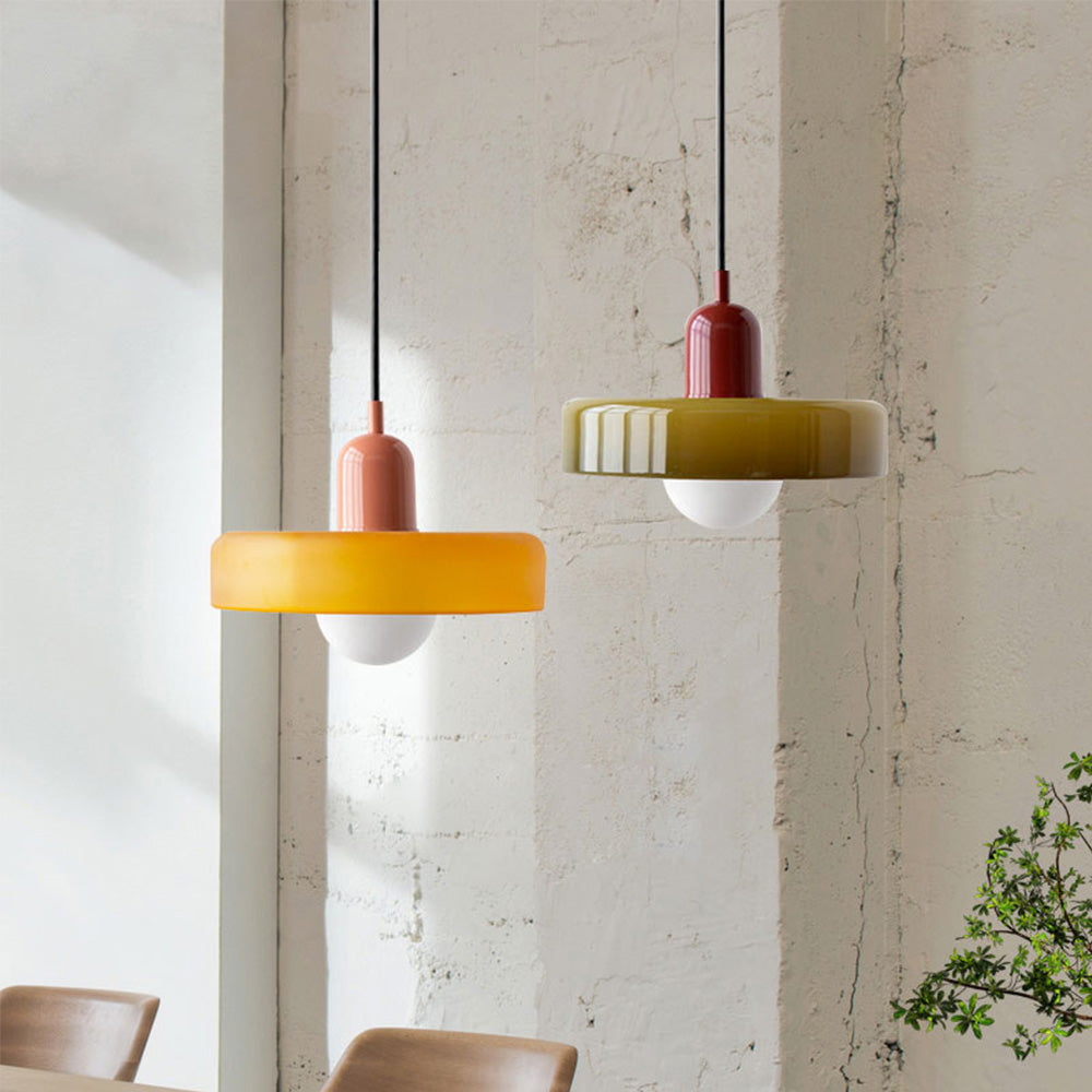 Bauhaus Glass Pendant Light | Leaded Glass, Two Sizes