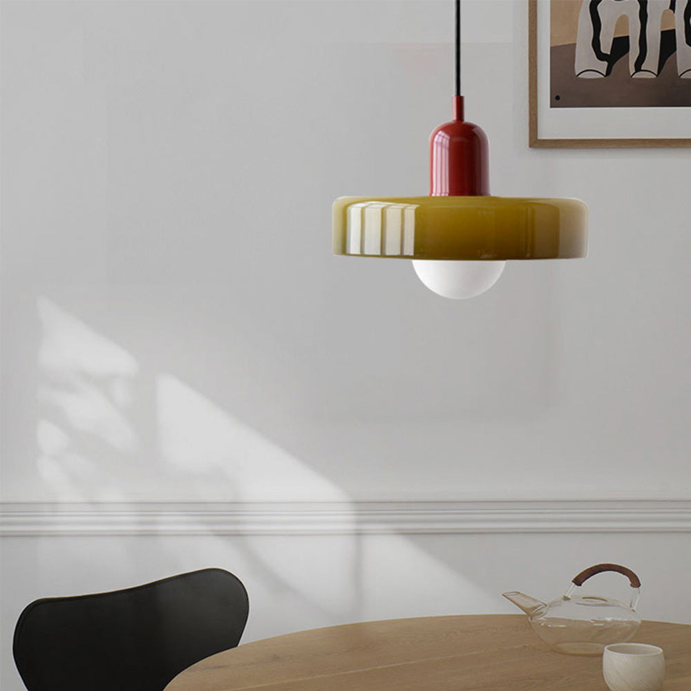 Bauhaus Glass Pendant Light | Leaded Glass, Two Sizes