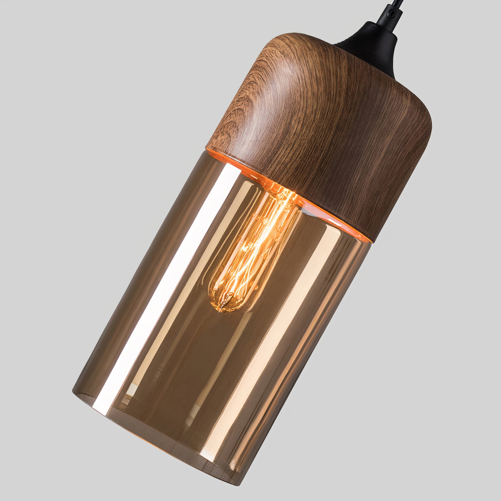 Wood and Coloured Glass Pendant Light | Warm, Modern Design