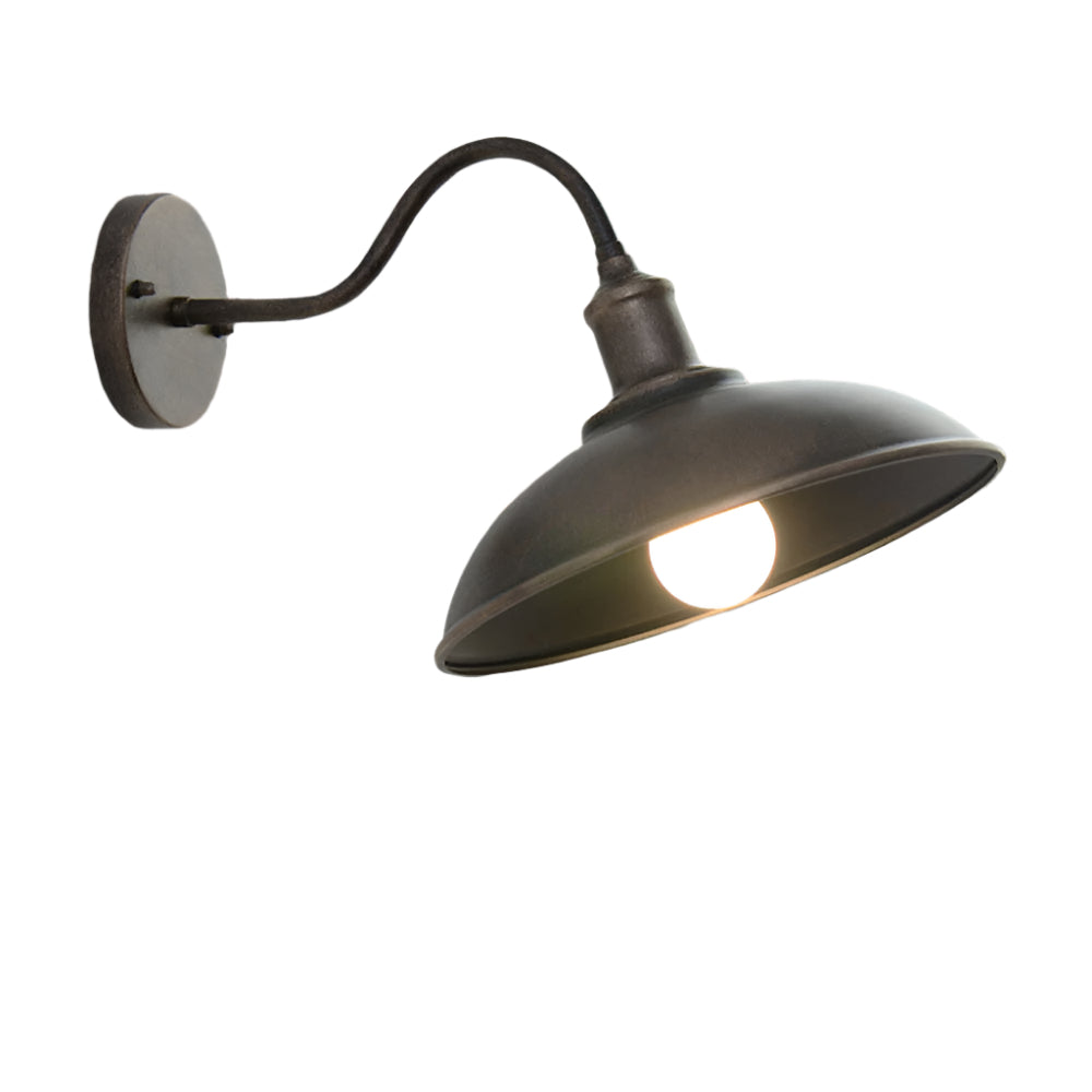 Industrial Gooseneck Outdoor Wall Light | Bowl Shade, IP65 Rated