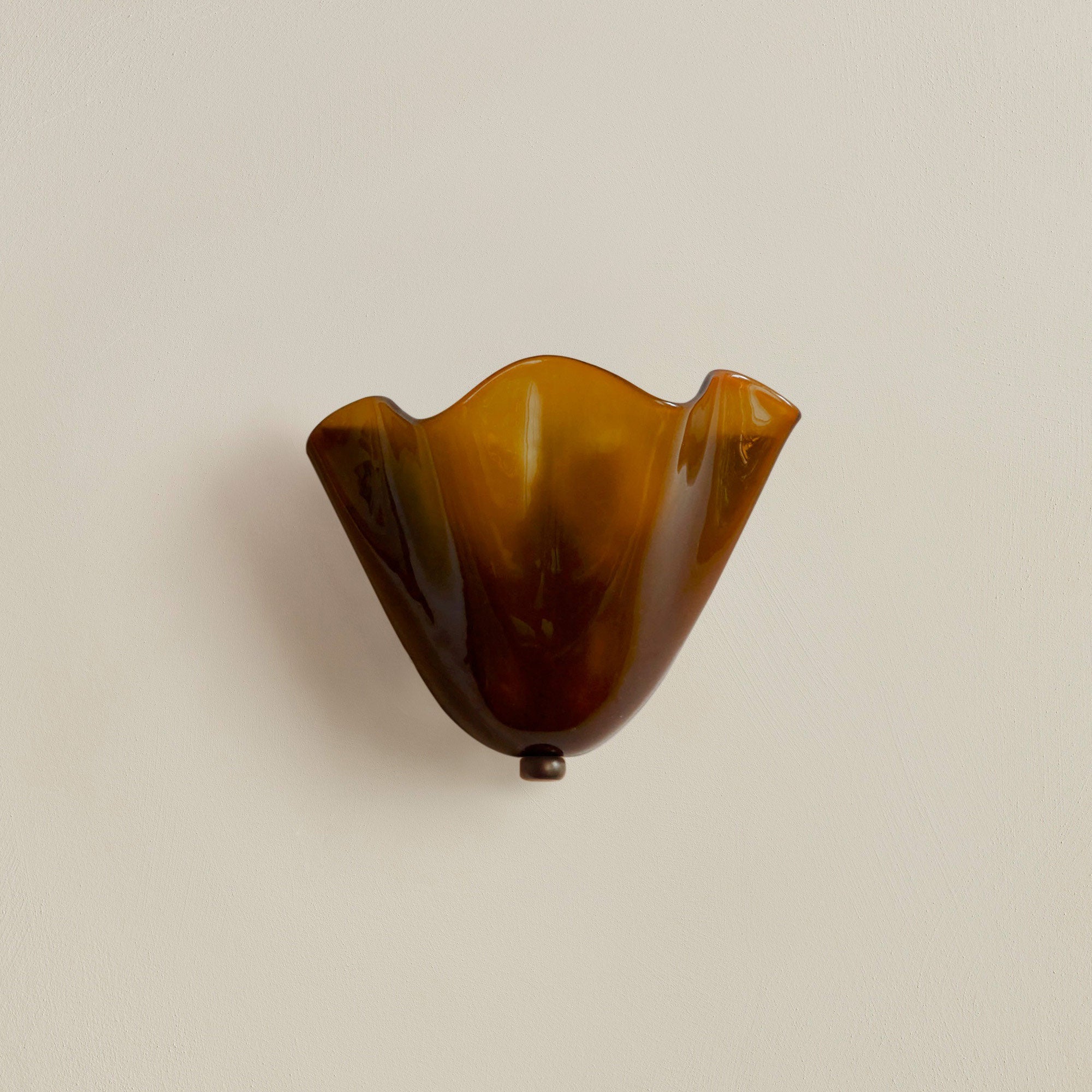 Retro Glass Shell Wall Sconce | French Art Deco Style, Iron Base
