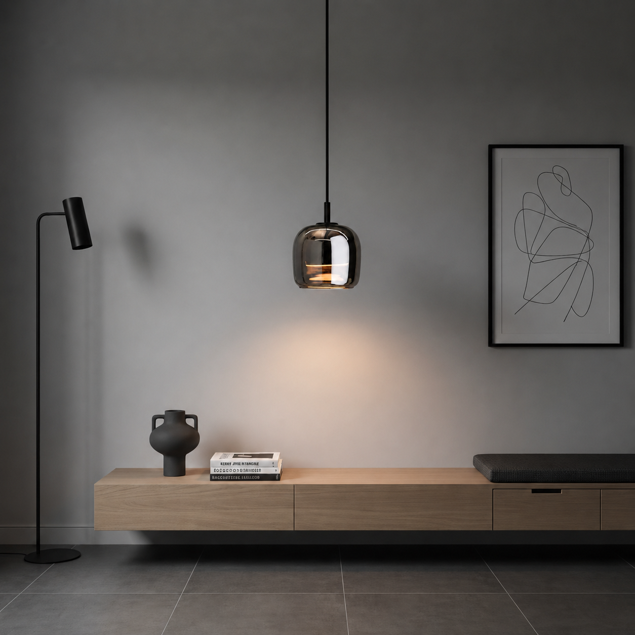 Smoked Glass Globe Pendant Light | Integrated LED, 3000K Warm White