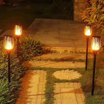 Solar Garden Torches | Set of 4, IP65 Weatherproof, Warm White