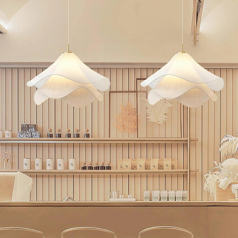 Fabric and Metal Ceiling Pendant | Minimalist Design, Two Sizes