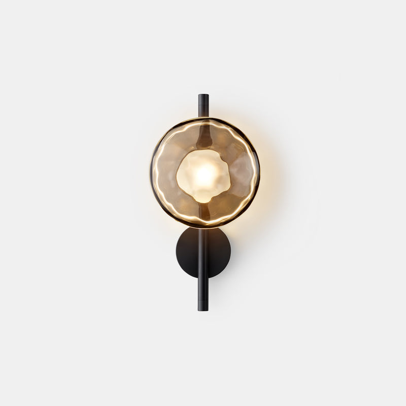 Nordic Round Glass Wall Sconce | Rippled Mouth-Blown Glass