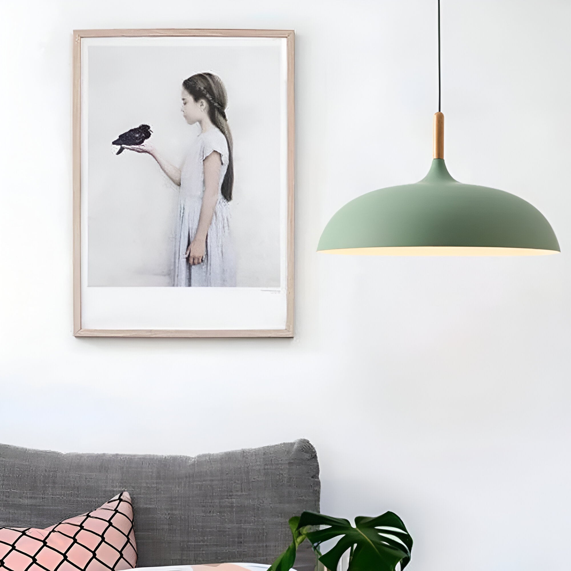 Wood and Iron Pendant Light | Japandi Style, E27, 4 Sizes