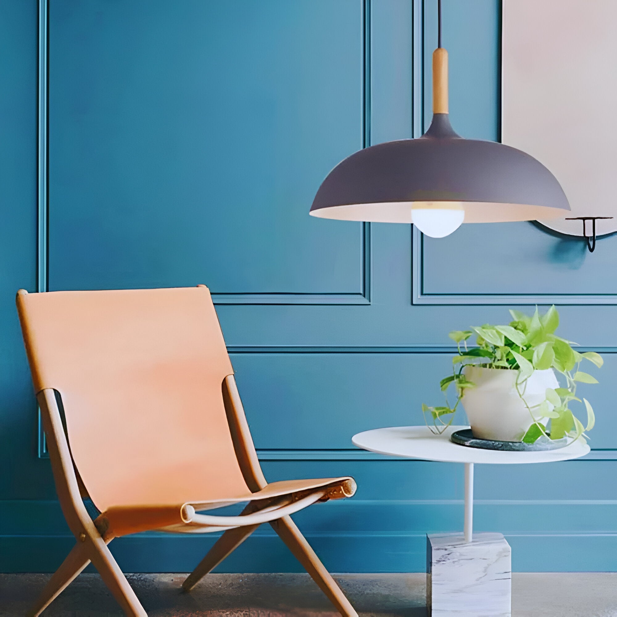 Wood and Iron Pendant Light | Japandi Style, E27, 4 Sizes