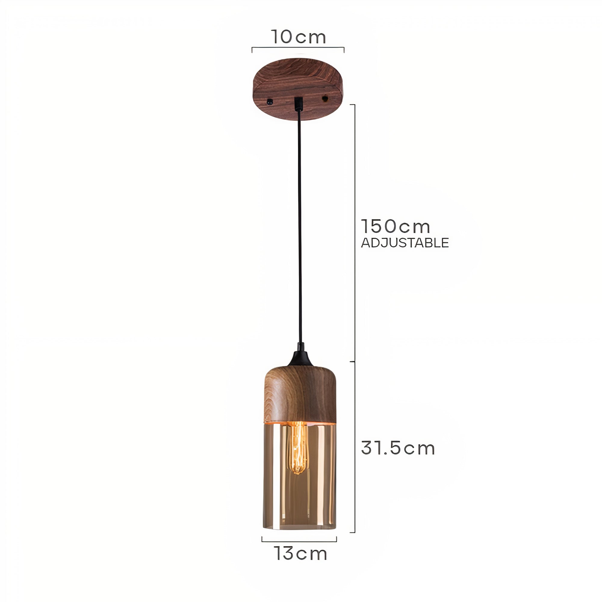 Wood and Coloured Glass Pendant Light | Warm, Modern Design