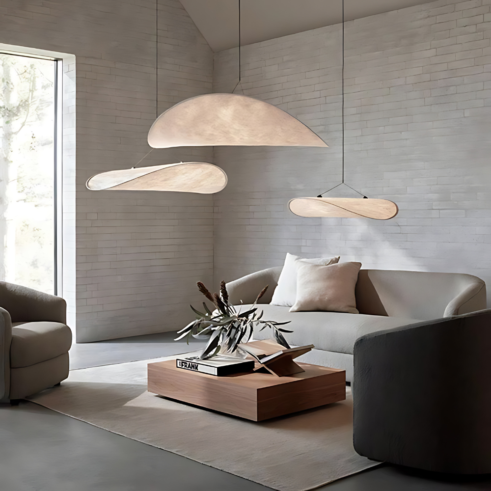 Japandi Silk Pendant Light | Round, Height-Adjustable, E27