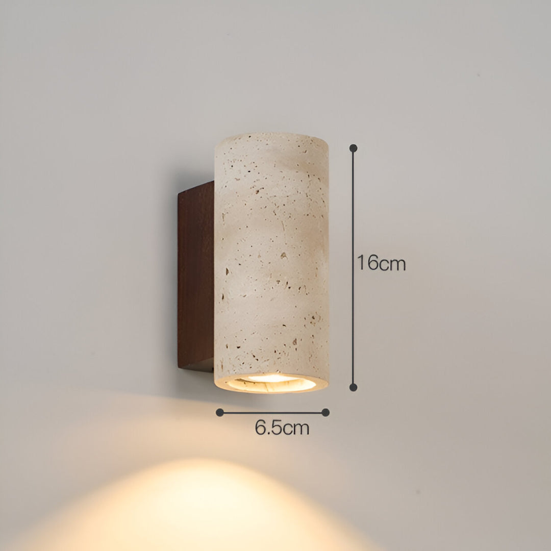 Travertine Tube Wall Sconce | Japandi Style, Natural Stone