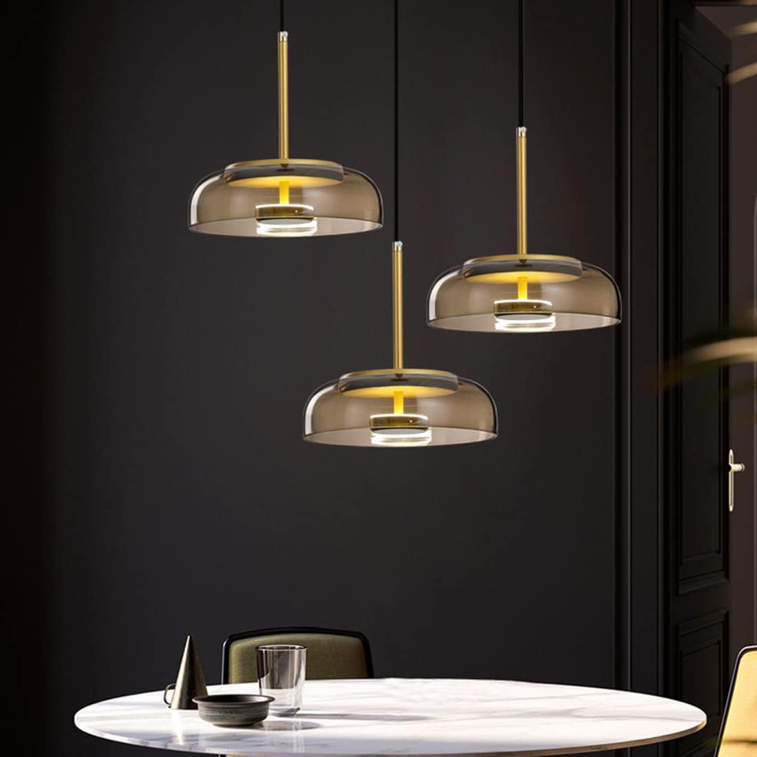 Round Glass Pendant Light | LED, Adjustable Drop, Glass and Metal