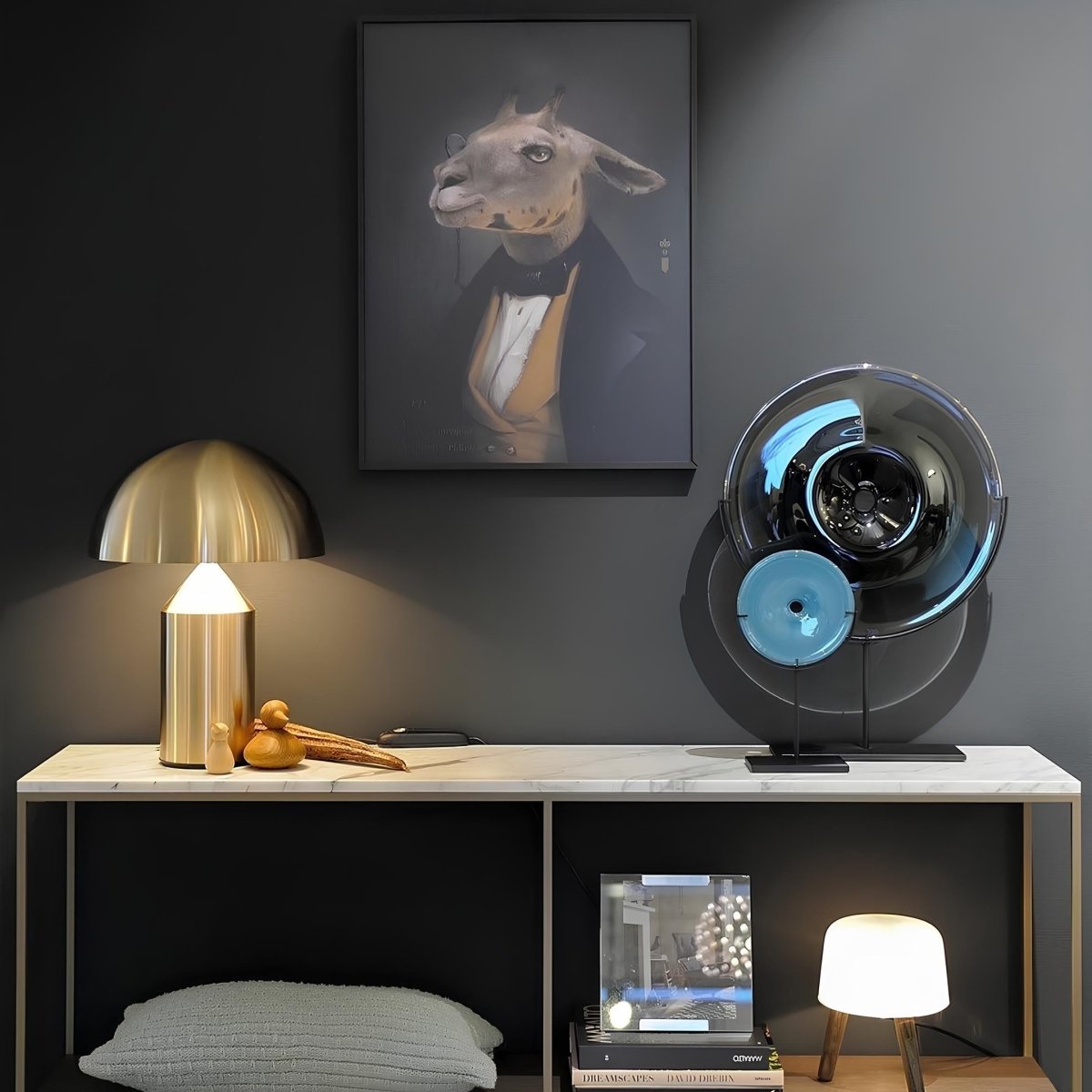 Mushroom Table Lamp | Wireless LED, Dimmable Metal Design