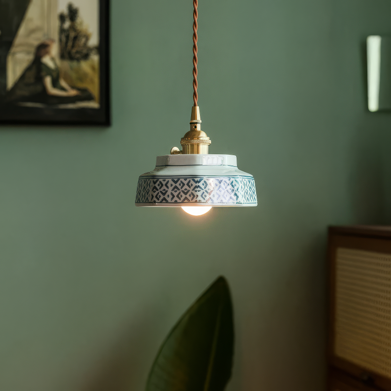Hand-Painted Ceramic Pendant Light | Scandinavian Style, E27
