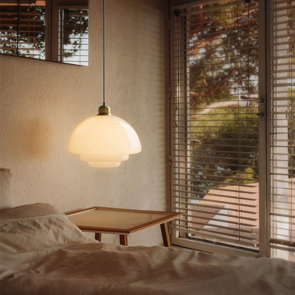 Art Deco Glass Pendant Light | Brass and Glass, Three Shapes