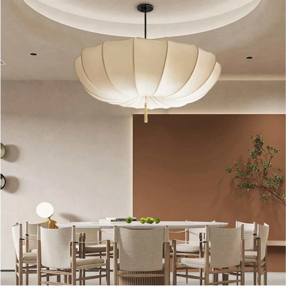 Fabric Pendant Light | Wabi-Sabi Cream, E27 Adjustable Height
