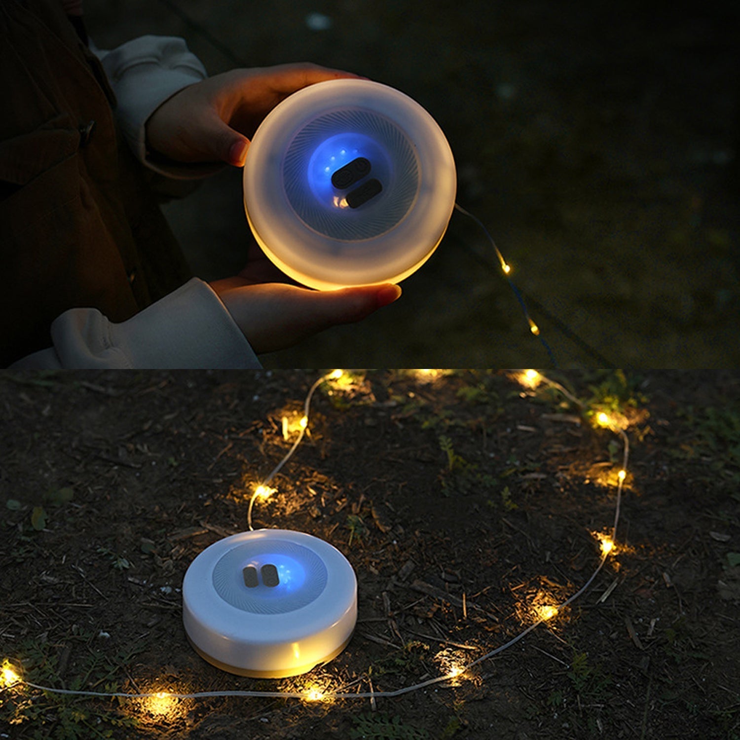 Retractable LED String Lights with Lantern | 2-in-1, USB-C Rechargeable