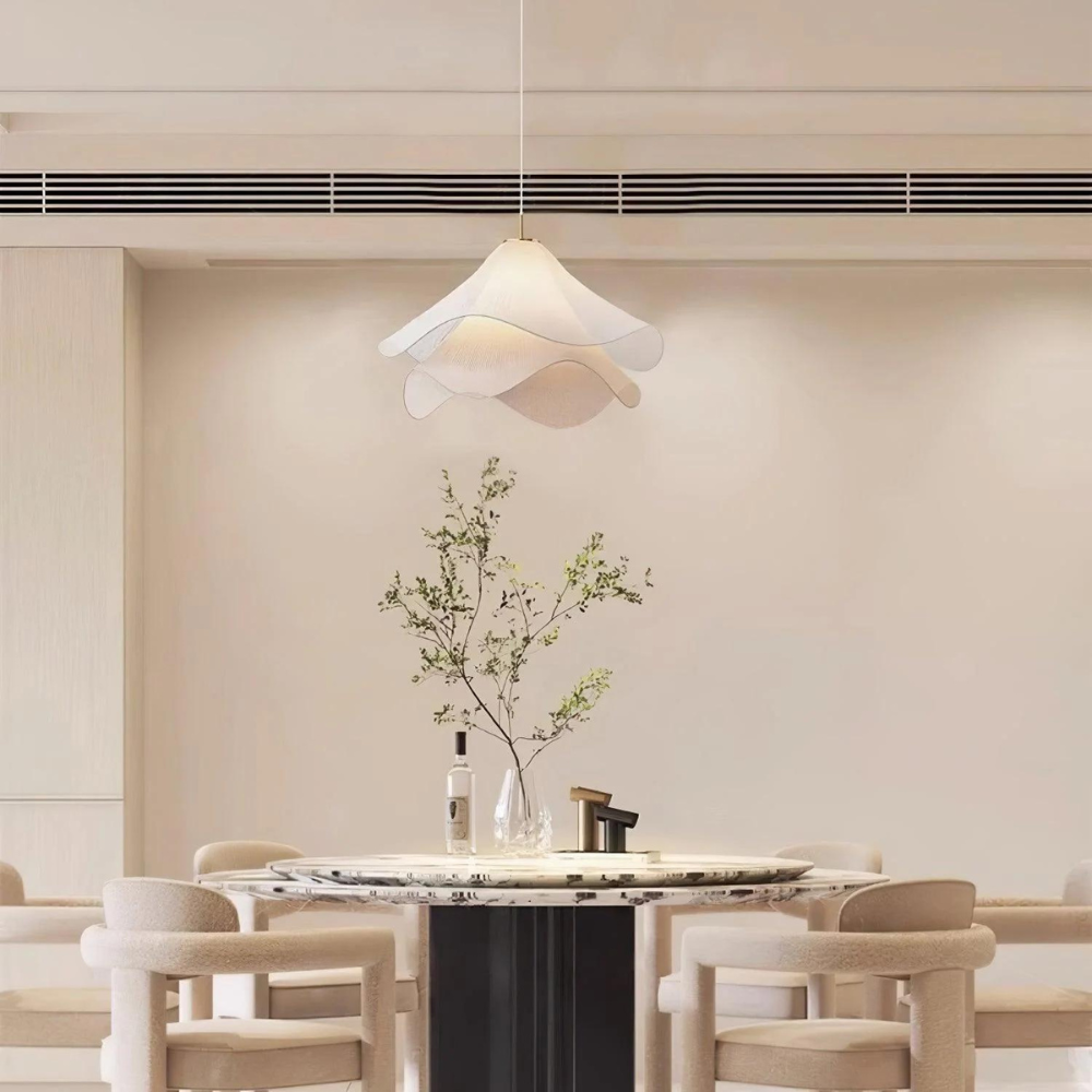 Fabric and Metal Ceiling Pendant | Minimalist Design, Two Sizes