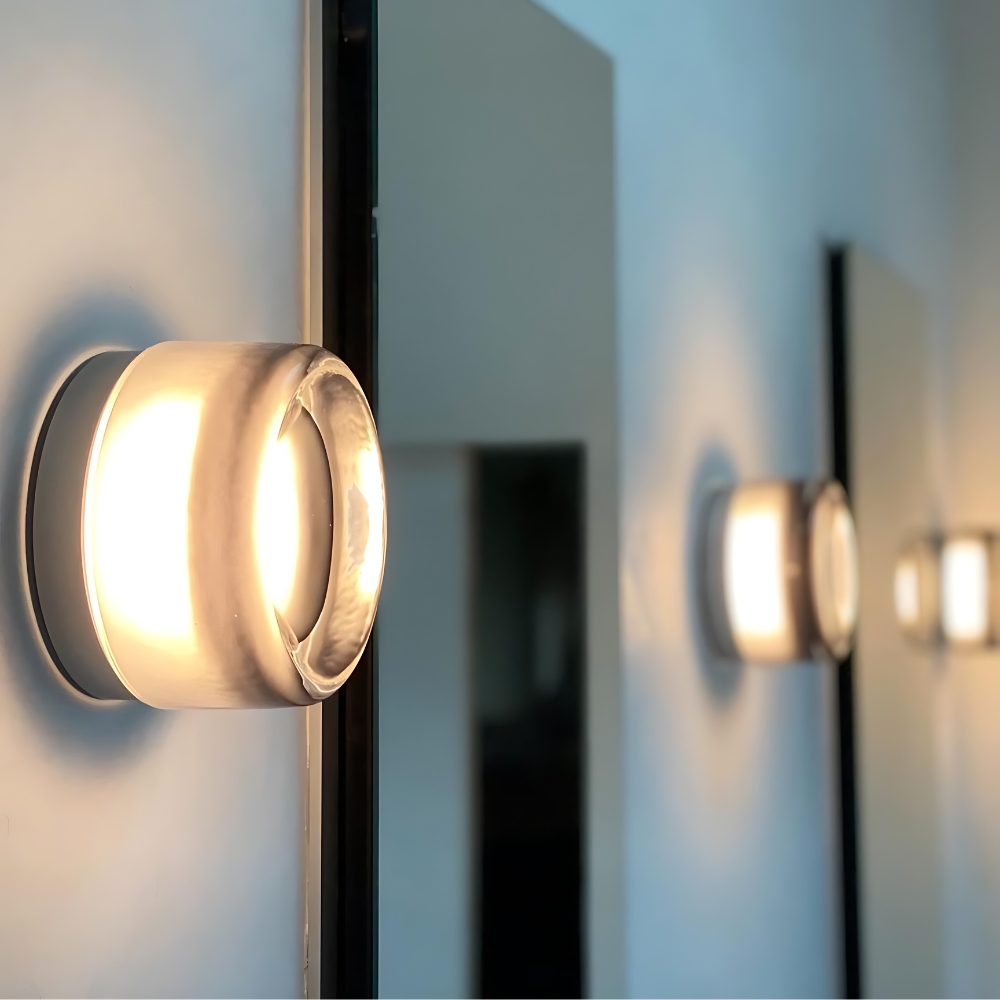 Dimple Glass Wall Sconce | Dusk-to-Dawn Sensor, 3000K Warm White
