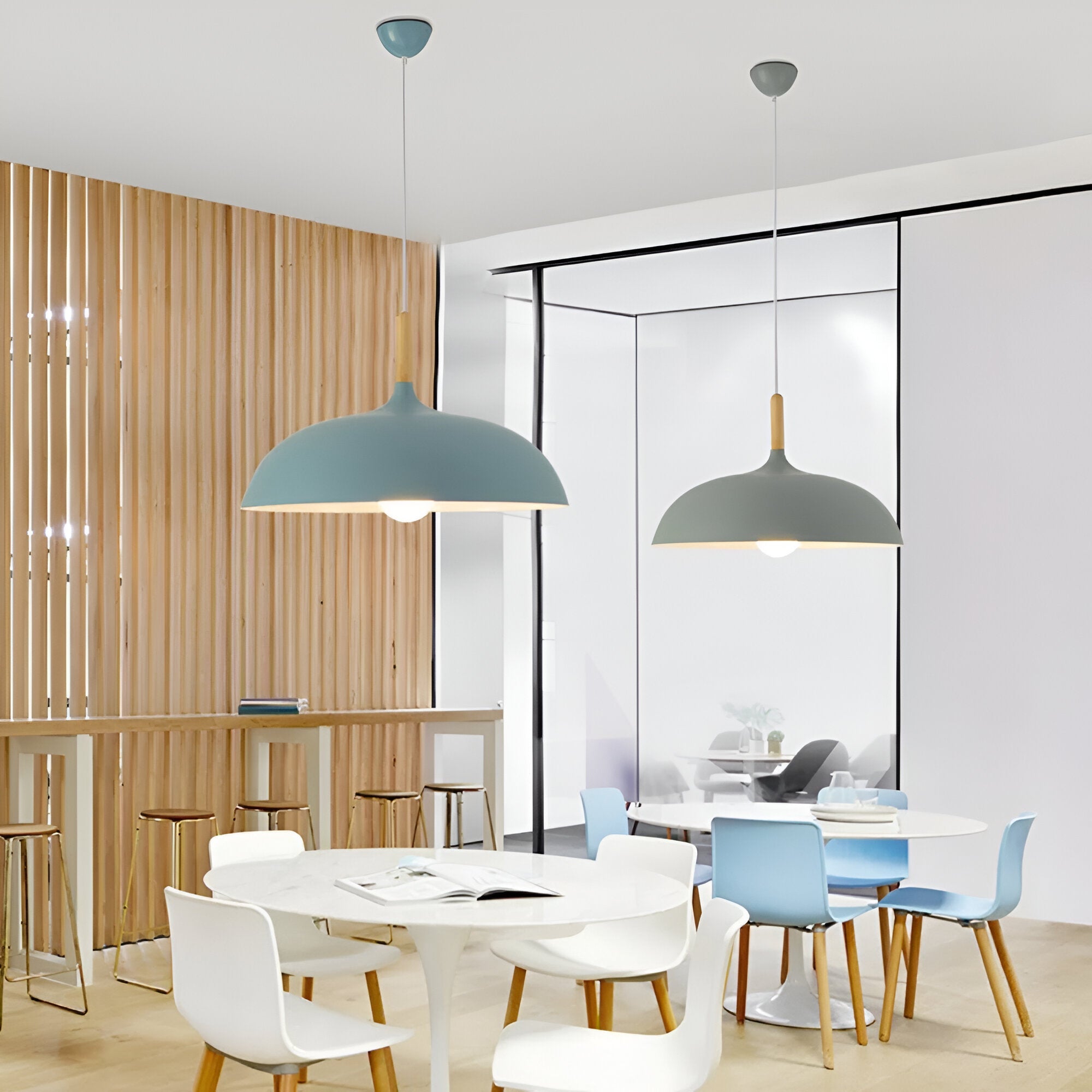 Wood and Iron Pendant Light | Japandi Style, E27, 4 Sizes