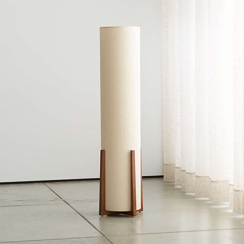 Ash Wood Floor Lamp with Linen Shade | Japandi Style, Natural Timber