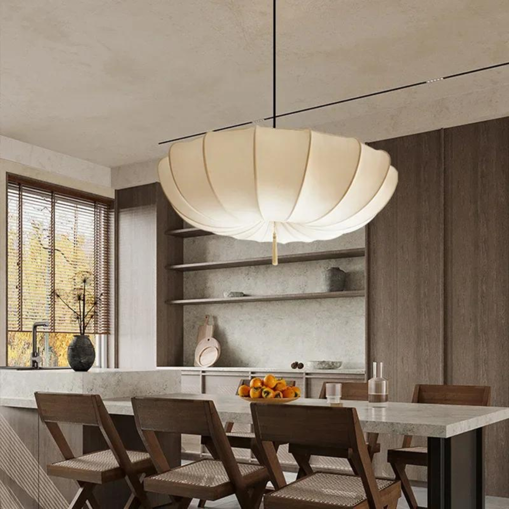 Fabric Pendant Light | Wabi-Sabi Cream, E27 Adjustable Height