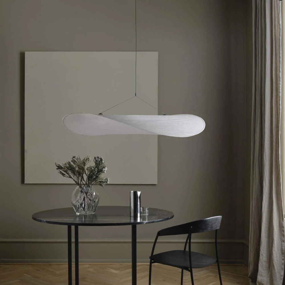 Japandi Silk Pendant Light | Round, Height-Adjustable, E27