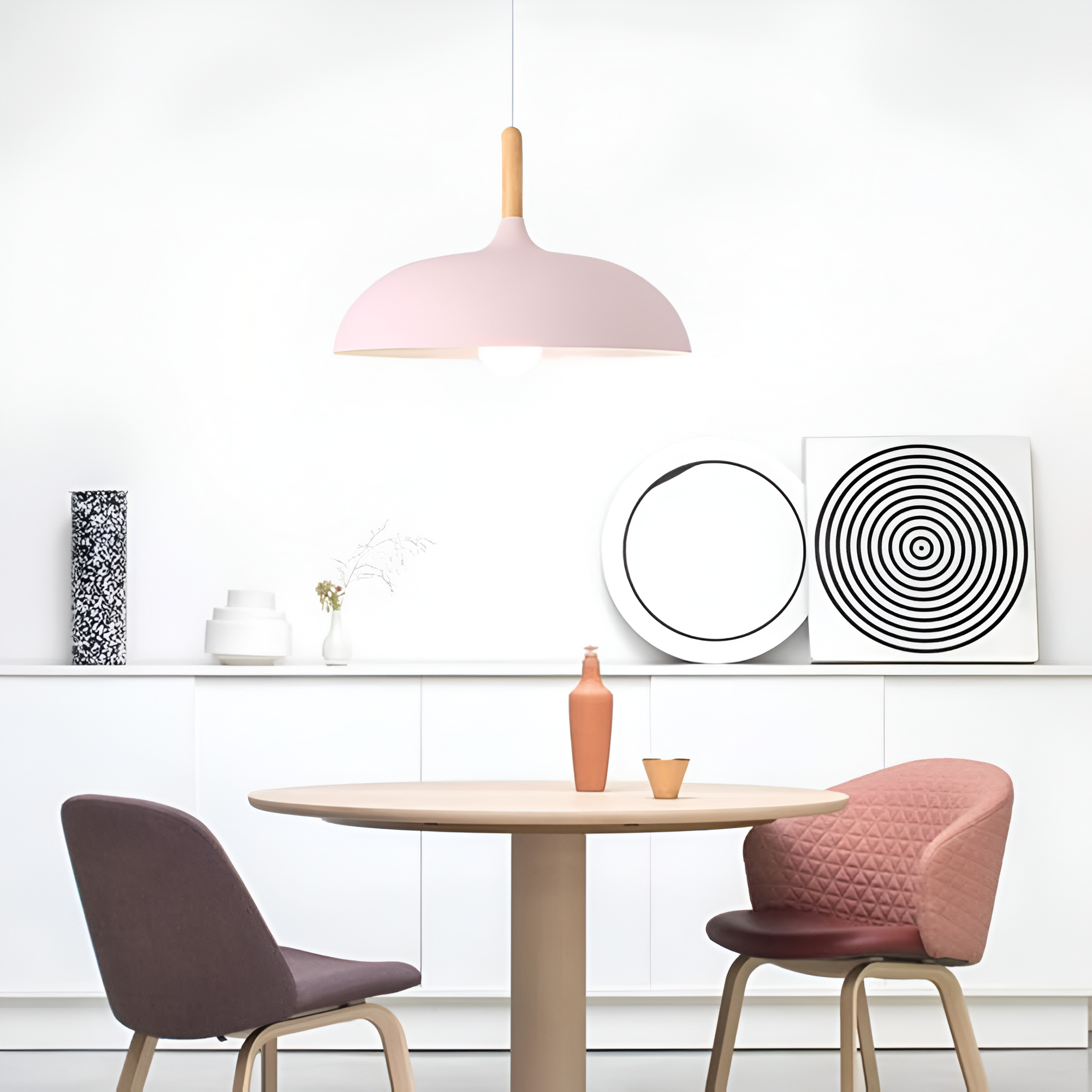 Wood and Iron Pendant Light | Japandi Style, E27, 4 Sizes