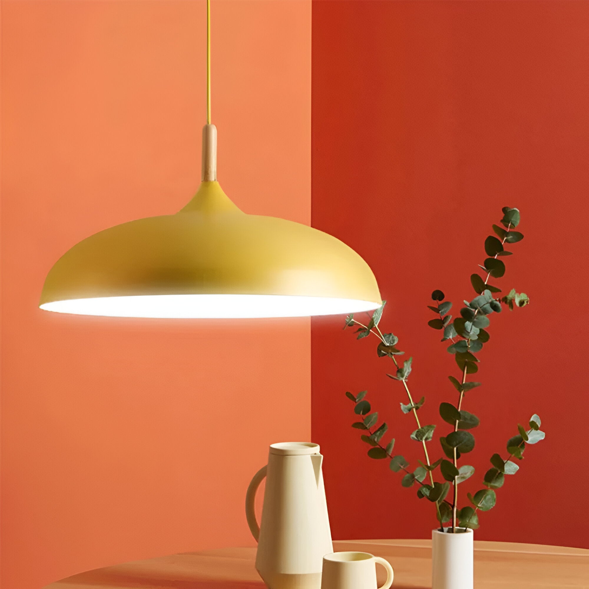 Wood and Iron Pendant Light | Japandi Style, E27, 4 Sizes