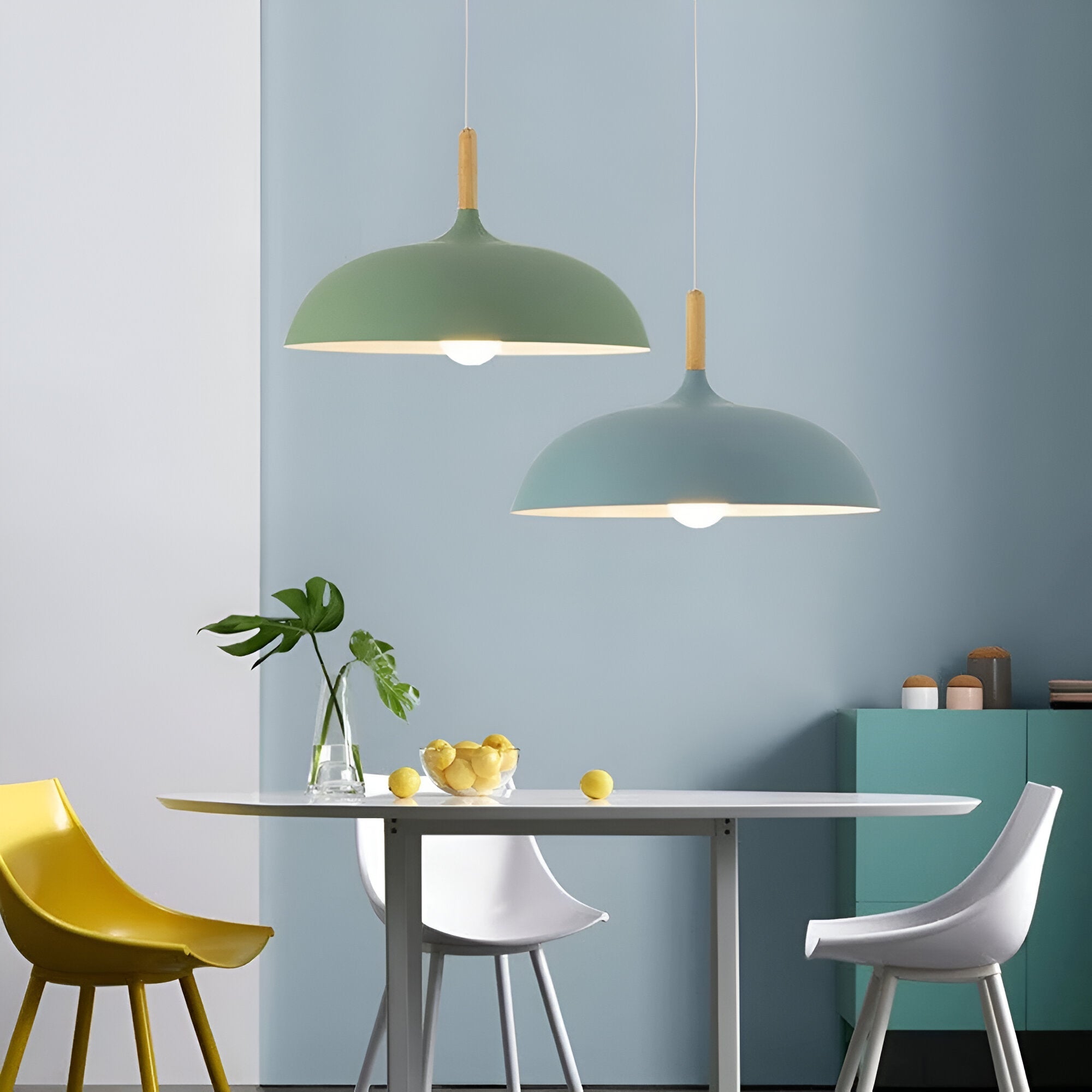 Wood and Iron Pendant Light | Japandi Style, E27, 4 Sizes