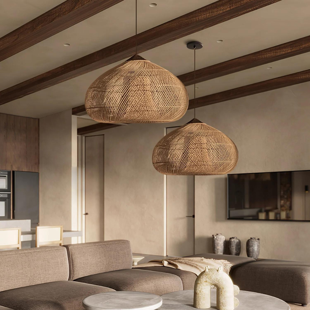 Rattan Pendant Light | Handwoven Boho, E27 Natural Fibre