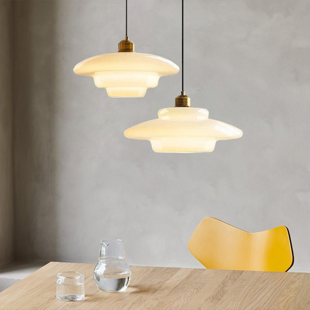 Art Deco Glass Pendant Light | Brass and Glass, Three Shapes