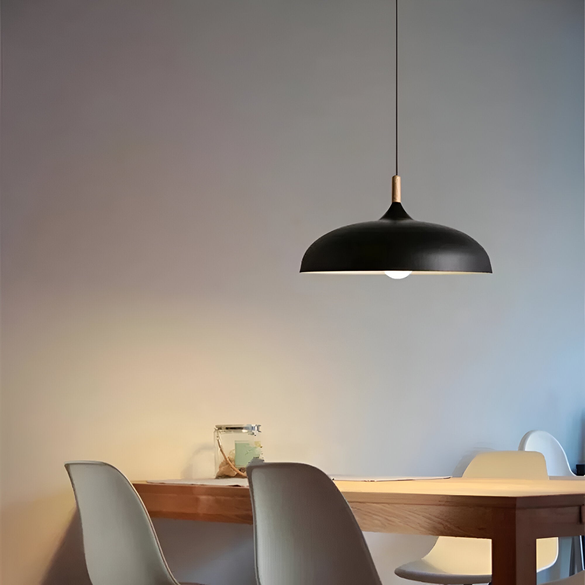 Wood and Iron Pendant Light | Japandi Style, E27, 4 Sizes