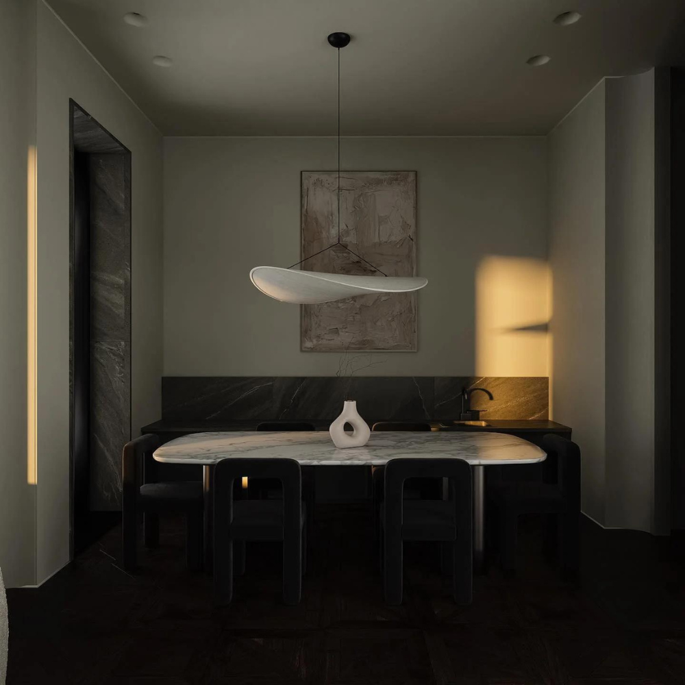 Japandi Silk Pendant Light | Round, Height-Adjustable, E27