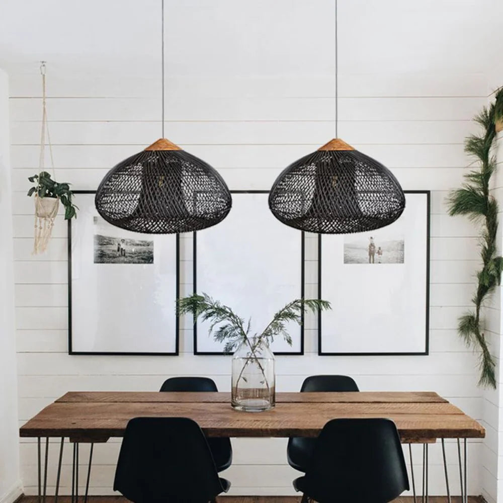 Handwoven Rattan Pendant Light | Japandi Style, E27