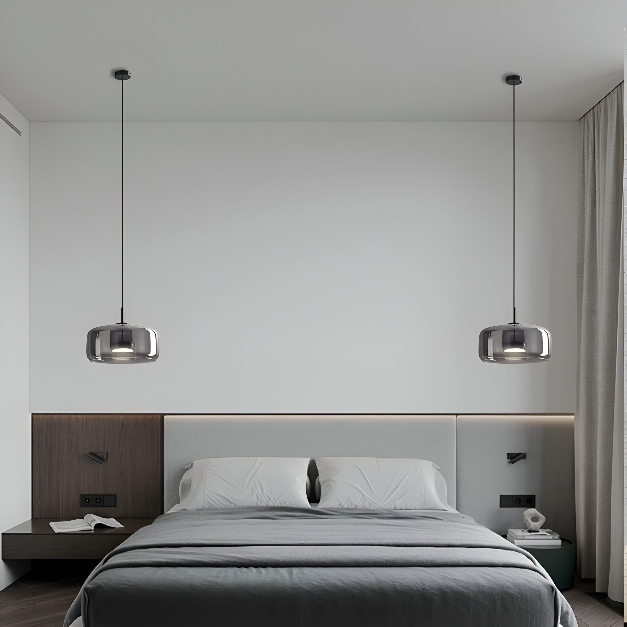 Retro Glass Pendant Light | Hand-Blown Smoke Glass, Switchable CCT