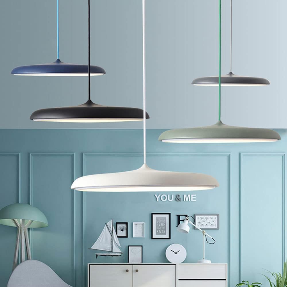 Round Metal Pendant Light | Coloured LED, Scandinavian Style