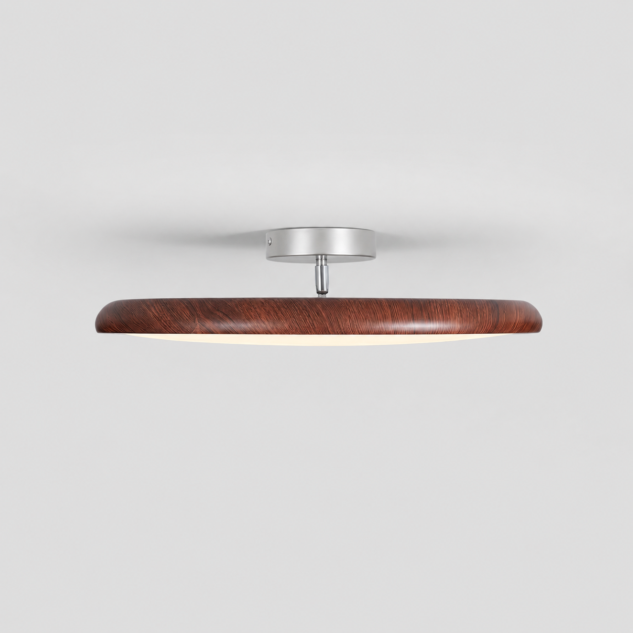Round Flush Ceiling Light | Wood-Effect Frame, 3000K Warm White