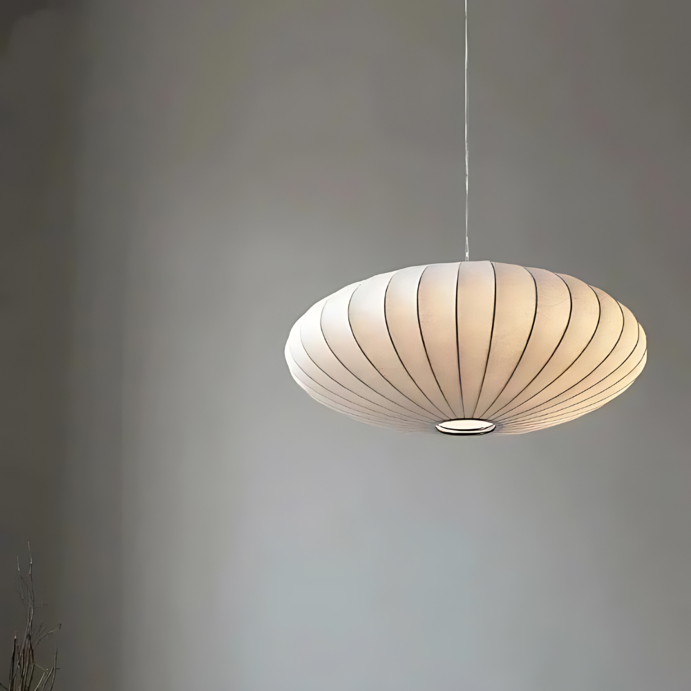Japandi Silk Pendant Light | Round, Soft-Diffused Glow