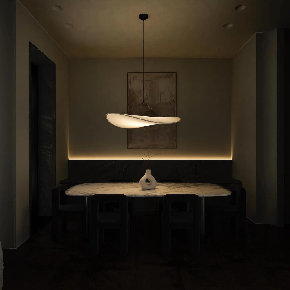 Japandi Silk Pendant Light | Round, Height-Adjustable, E27