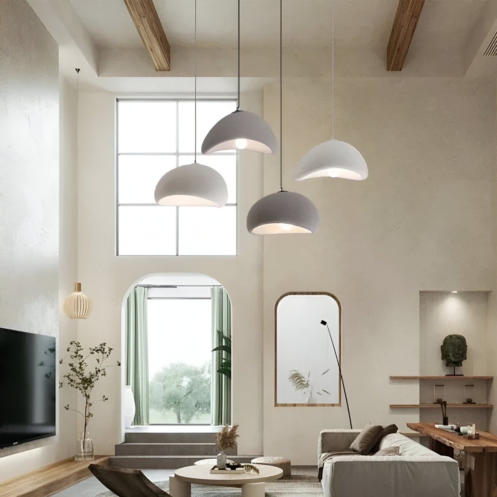 Wabi Sabi Fiberglass Pendant Light | Japandi Style, 7 Sizes