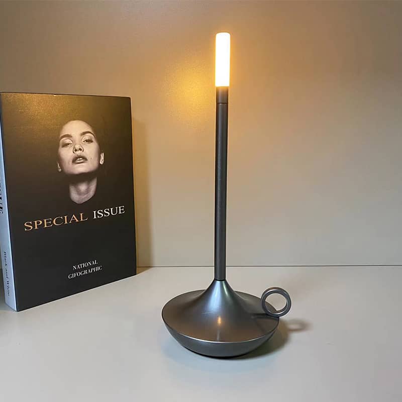 Scandinavian LED Table Lamp | Wireless, Dimmable Brushed Aluminium