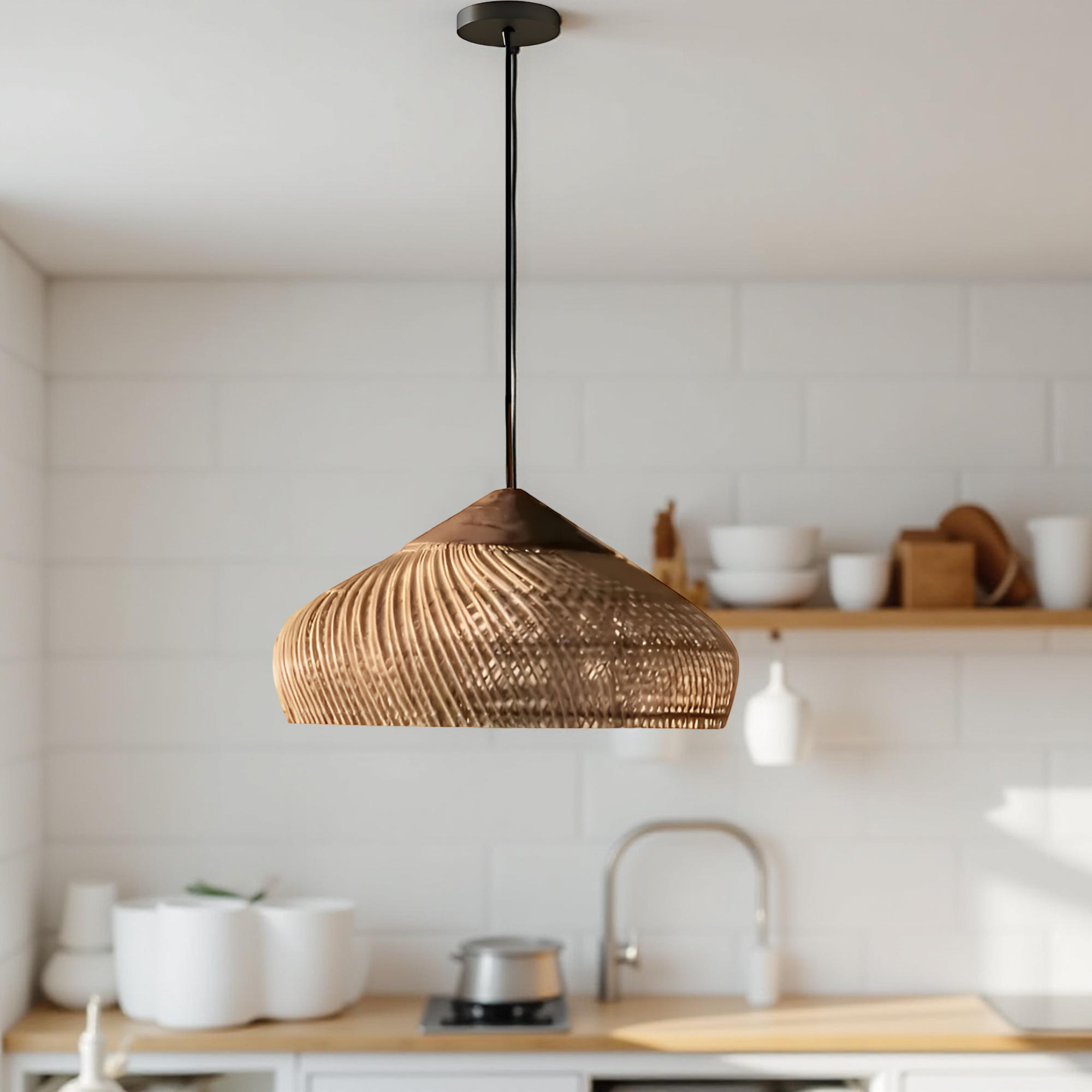 Woven Rattan Dome Pendant Light | Handcrafted Boho, E27