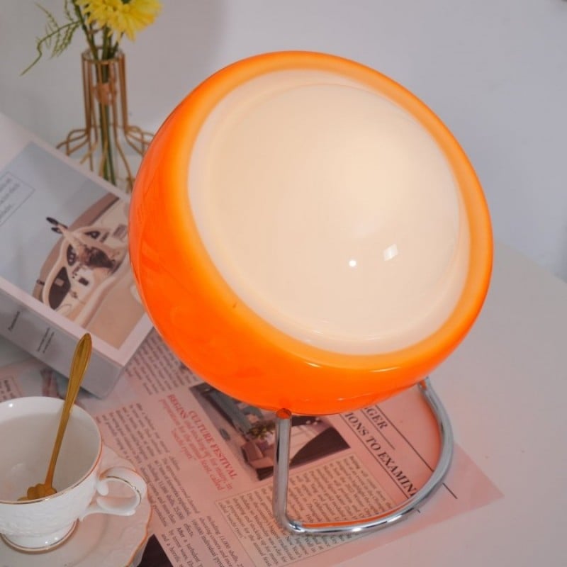 Bauhaus Glass Table Lamp | White and Orange, LED with 3 Light Modes