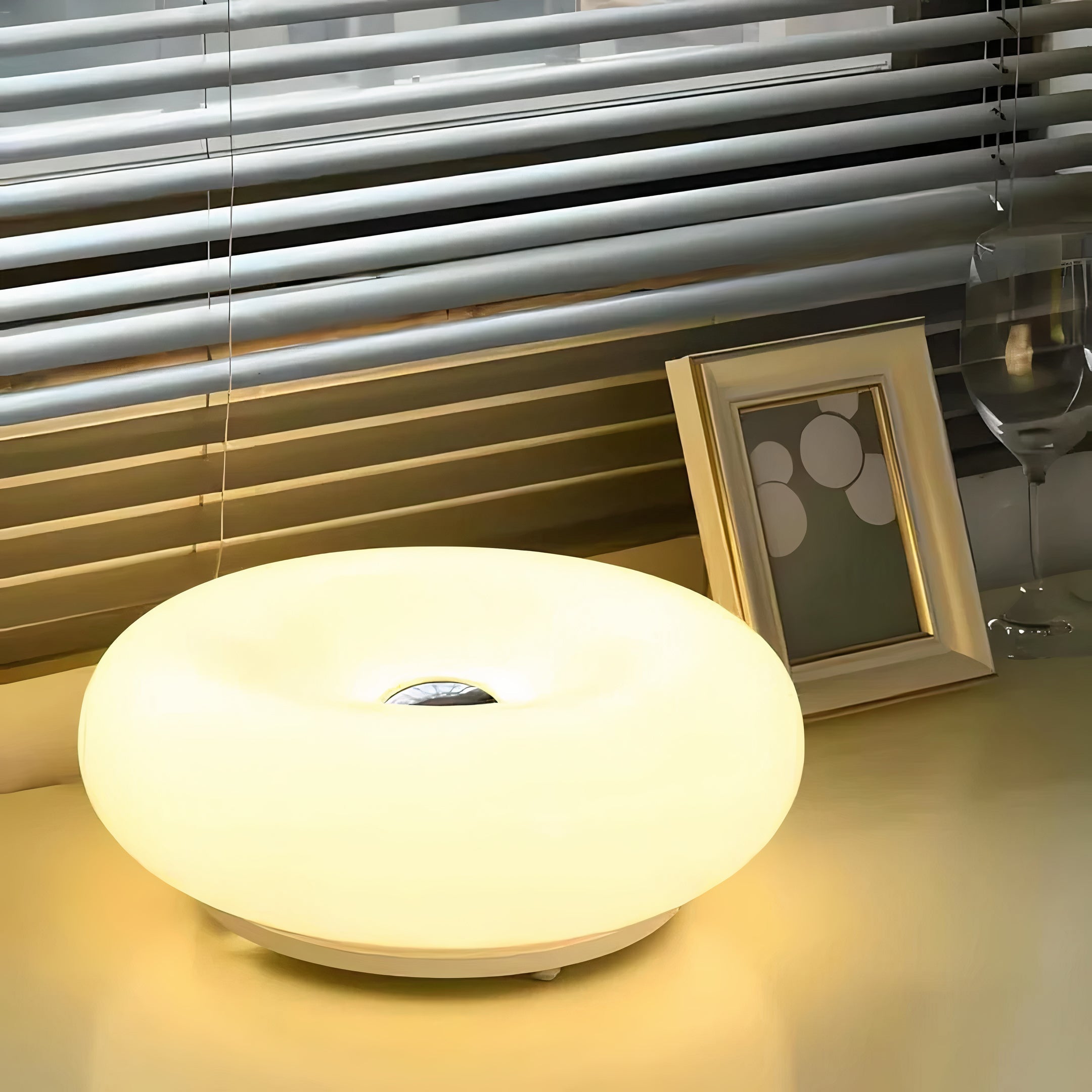 Bauhaus Glass Ring Table Lamp | Dimmable LED, Touch Control