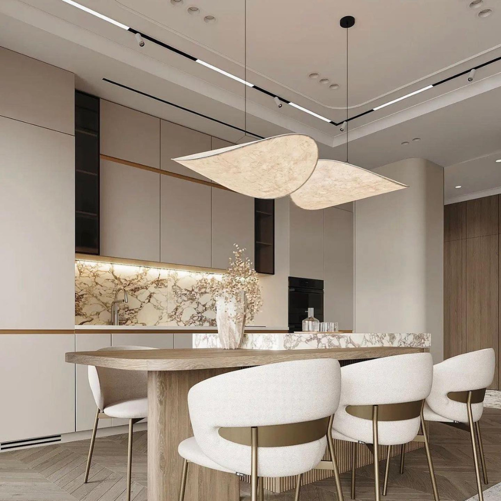 Japandi Silk Pendant Light | Round, Height-Adjustable, E27