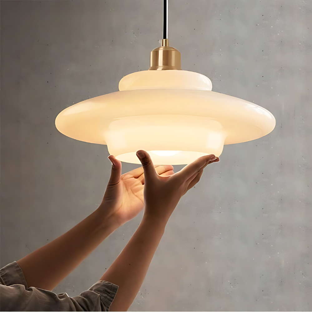 Art Deco Glass Pendant Light | Brass and Glass, Three Shapes