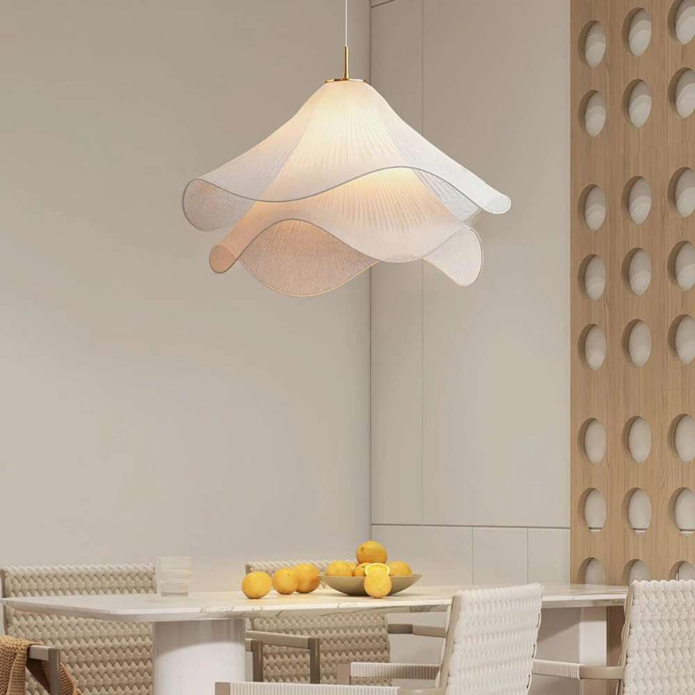 Fabric and Metal Ceiling Pendant | Minimalist Design, Two Sizes
