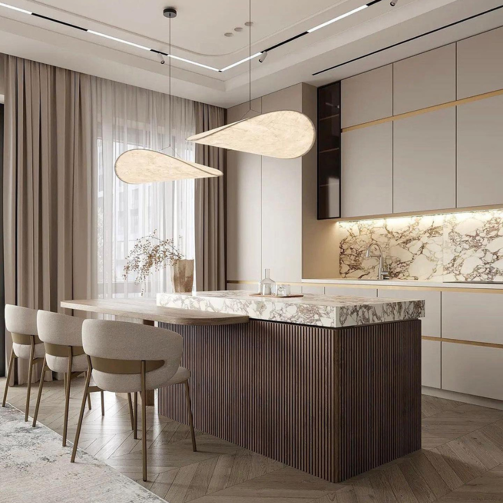 Japandi Silk Pendant Light | Round, Height-Adjustable, E27