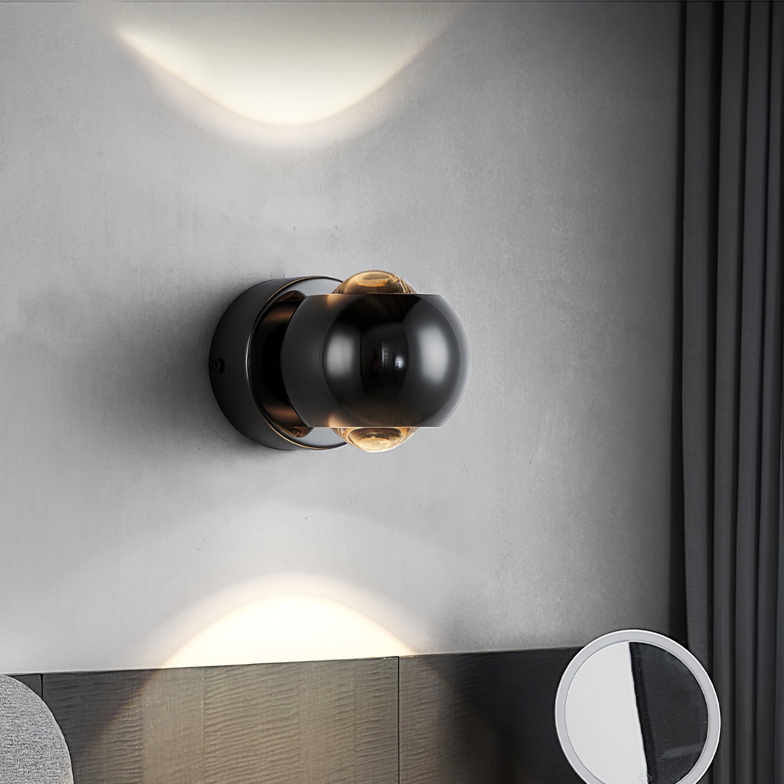 Rotating LED Wall Sconce | Up Down Light, Metal and Glass G9